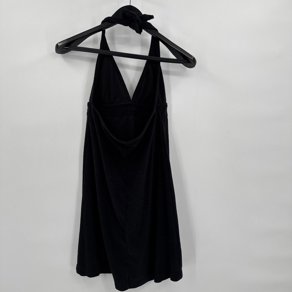 VTG Ralph Lauren Black Terry Halter Tennis Dress Cover Up Y2K Beach Club SZ M - Picture 3 of 10